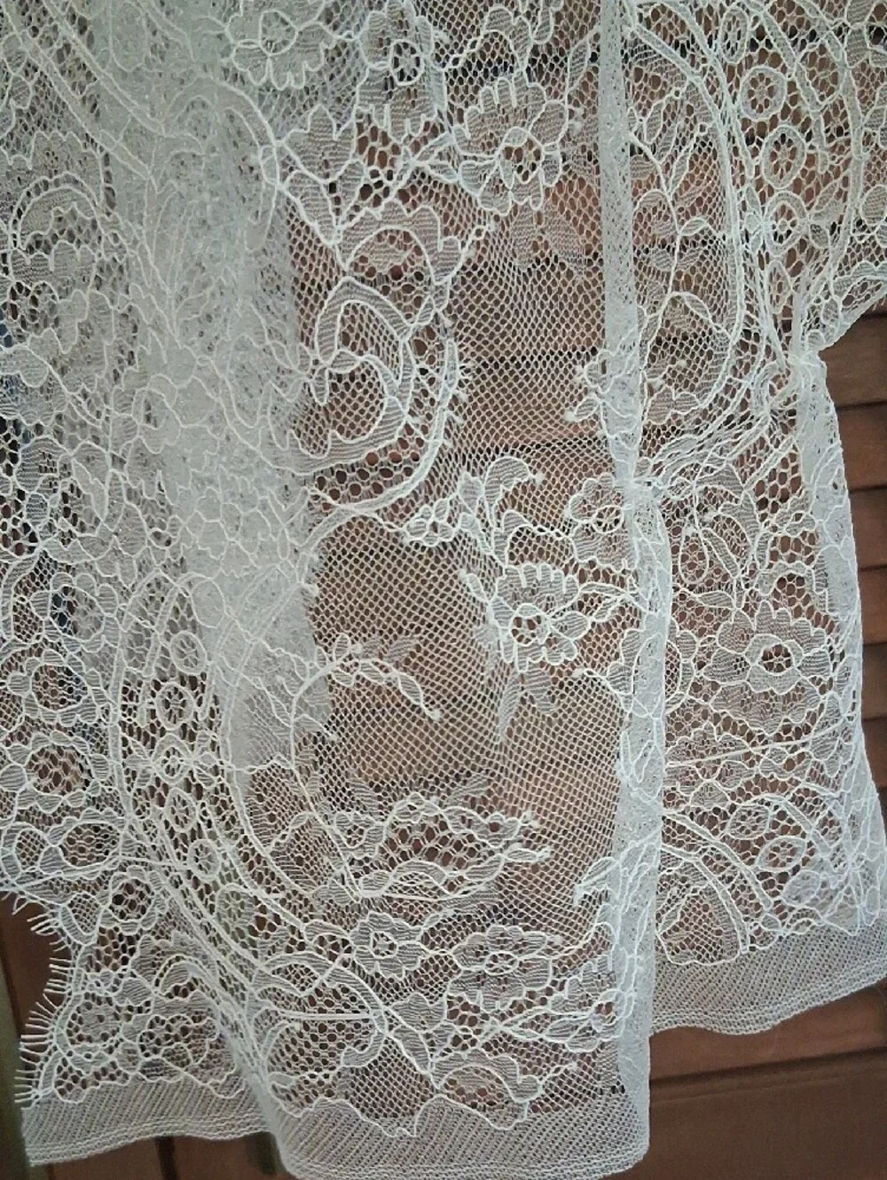 Sheer Lace Bridal Wrap Scarf - White